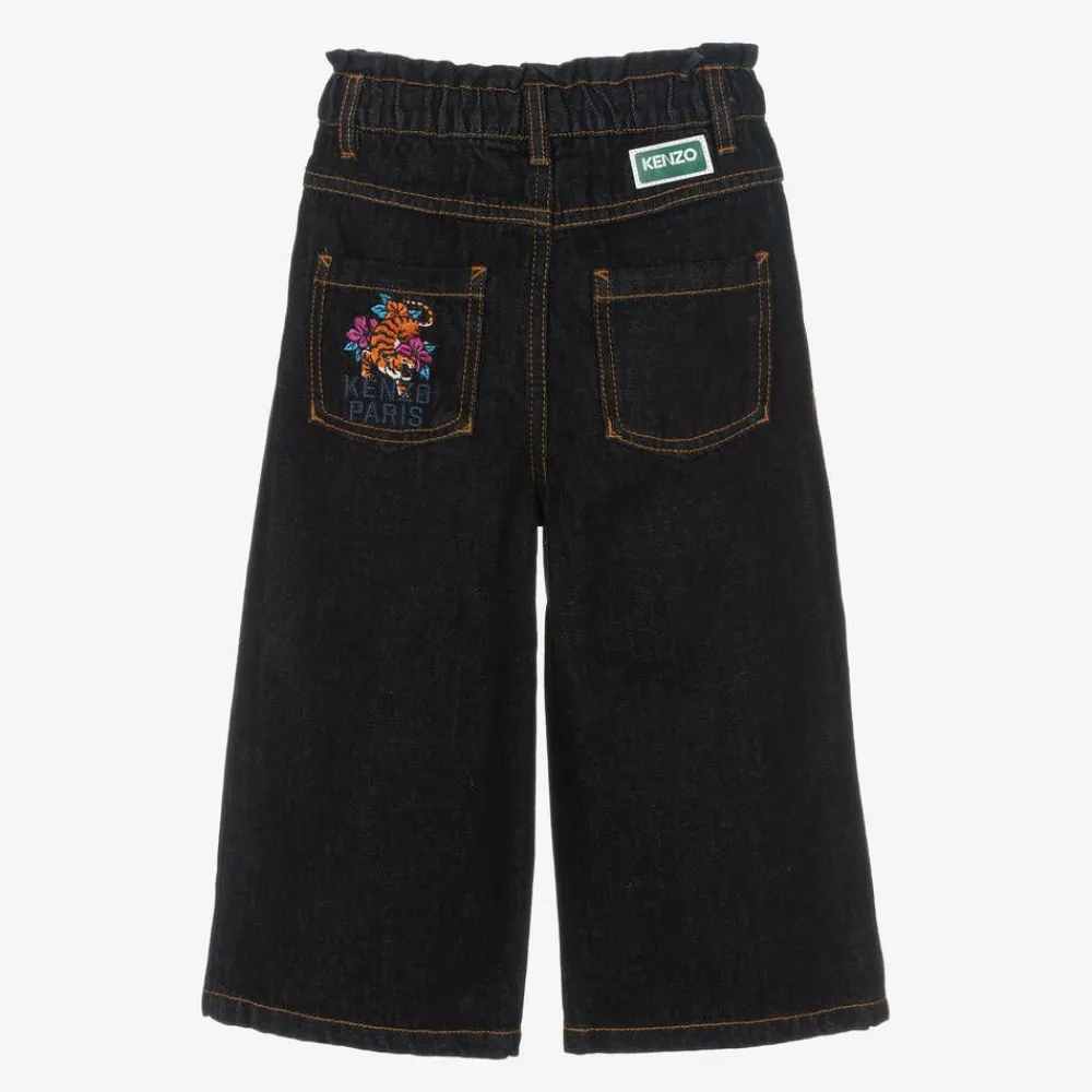 KENZO KIDS Trousers*Girls Blue Wide Leg Denim Jeans