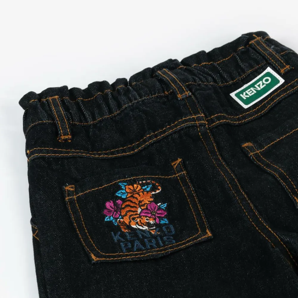 KENZO KIDS Trousers*Girls Blue Wide Leg Denim Jeans