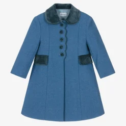 Ancar Coats & Jackets*Girls Blue Wool & Velvet Coat