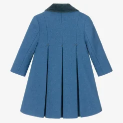 Ancar Coats & Jackets*Girls Blue Wool & Velvet Coat