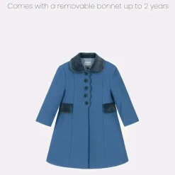 Ancar Coats & Jackets*Girls Blue Wool & Velvet Coat