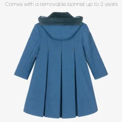 Ancar Coats & Jackets*Girls Blue Wool & Velvet Coat