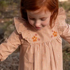 Tutto Piccolo Dresses*Girls Brown Check Cotton Dress Set