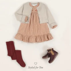 Tutto Piccolo Dresses*Girls Brown Check Cotton Dress Set