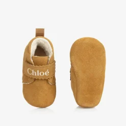 Chloé Pre Walkers|Pre Walkers*Girls Brown Suede Leather Pre-Walkers