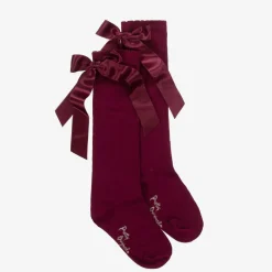 Pretty Originals Socks*Girls Burgundy Red Cotton Bow Socks