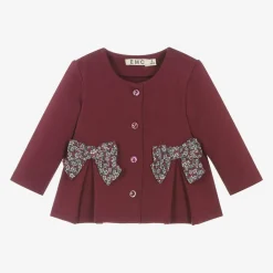 Everything Must Change Tops*Girls Burgundy Red Cotton Cardigan