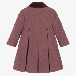 Ancar Coats & Jackets*Girls Burgundy Red Wool & Velvet Coat