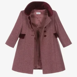 Ancar Coats & Jackets*Girls Burgundy Red Wool & Velvet Coat