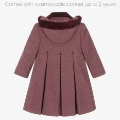Ancar Coats & Jackets*Girls Burgundy Red Wool & Velvet Coat