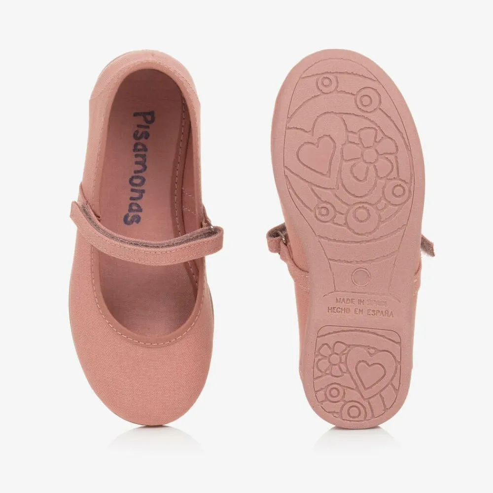 Pisamonas Pumps & Ballerinas|Pumps & Ballerinas*Girls Coral Pink Canvas Bar Shoes