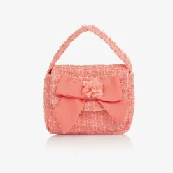 Patachou Bags*Girls Coral Pink Tweed Handbag (17cm)