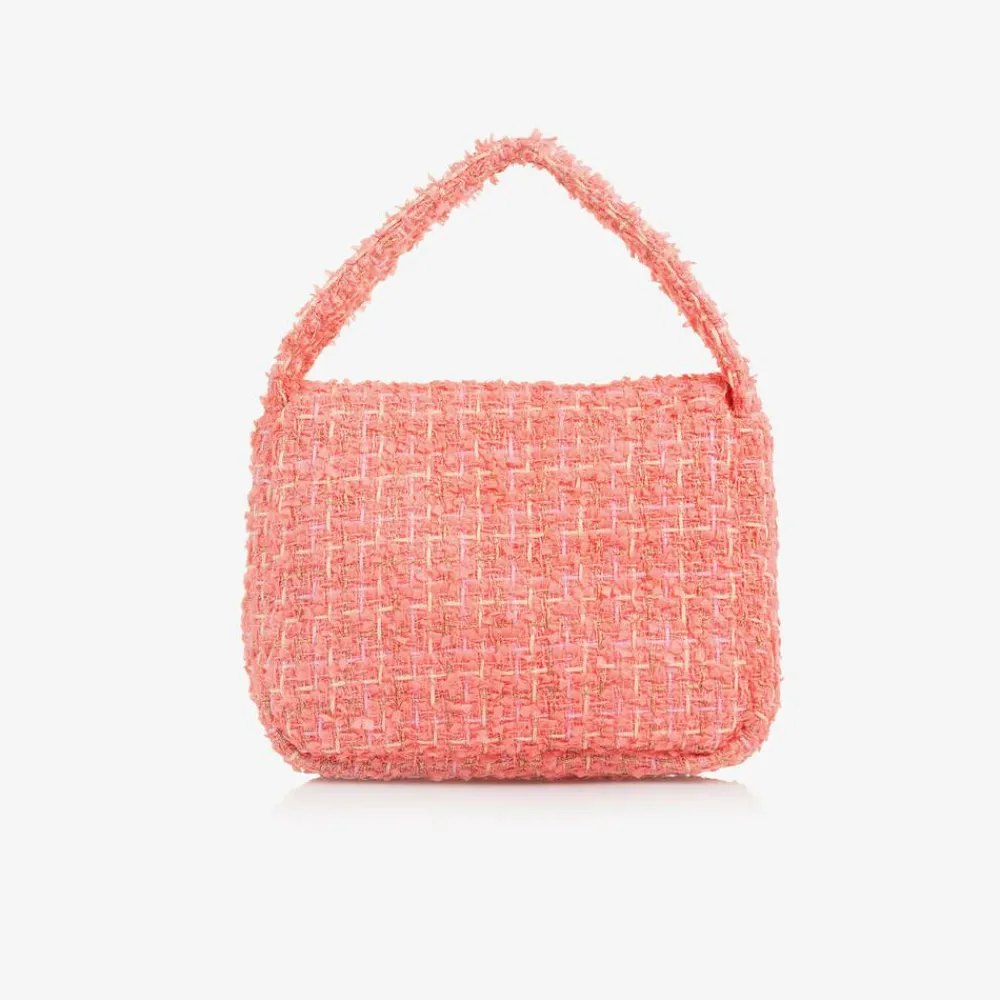 Patachou Bags*Girls Coral Pink Tweed Handbag (17cm)