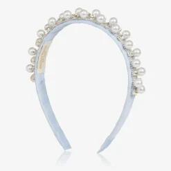 David Charles Hair Accessories*Girls Diamanté & Pearl Blue Hairband