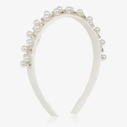 David Charles Hair Accessories*Girls Diamanté & Pearl Ivory Hairband