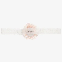 Cute Cute Hair Accessories*Girls Dusky Pink Glitter Ivory Lace Headband