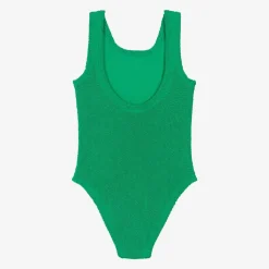 Hunza G Swimwear*Girls Green Crinkle Swimsuit Emerald