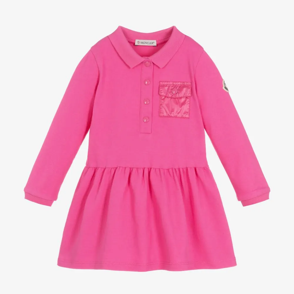 Moncler Enfant Dresses*Girls Fuchsia Pink Logo Polo Dress