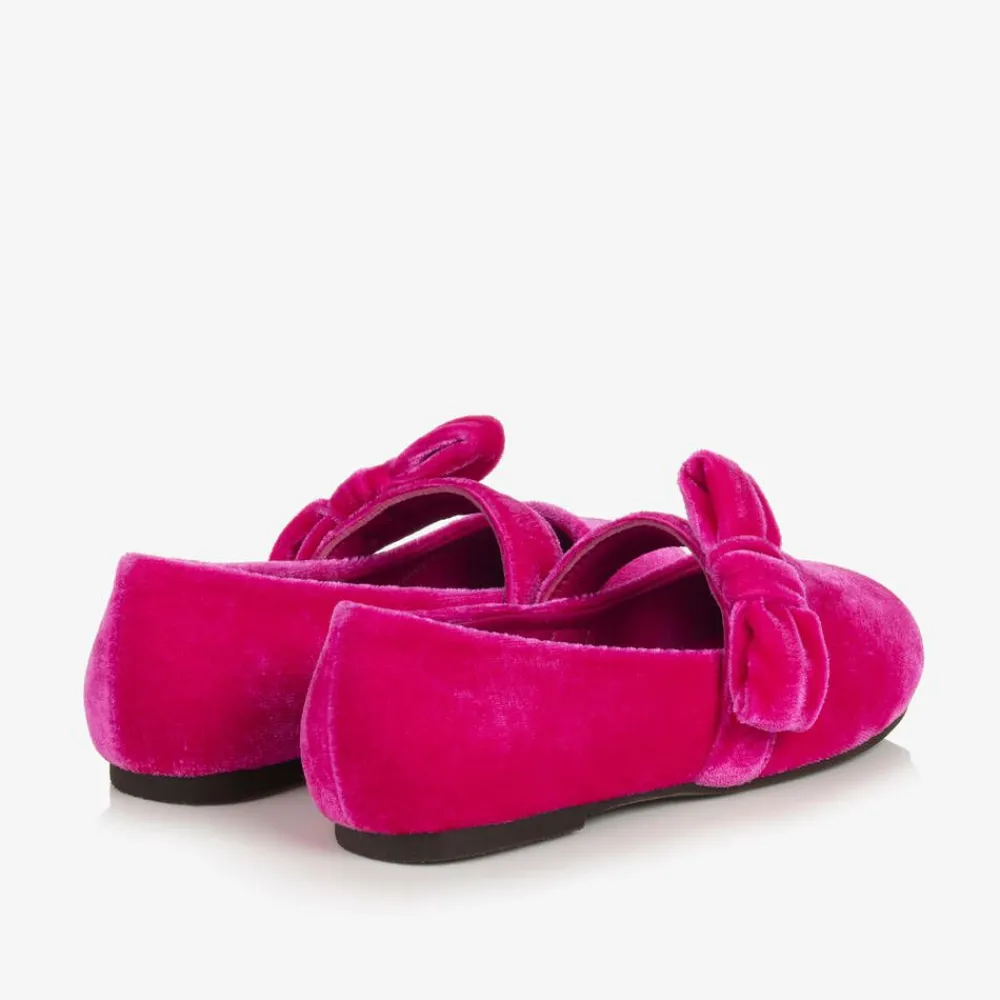 Age of Innocence Bar Shoes*Girls Fuchsia Pink Velvet Shoes