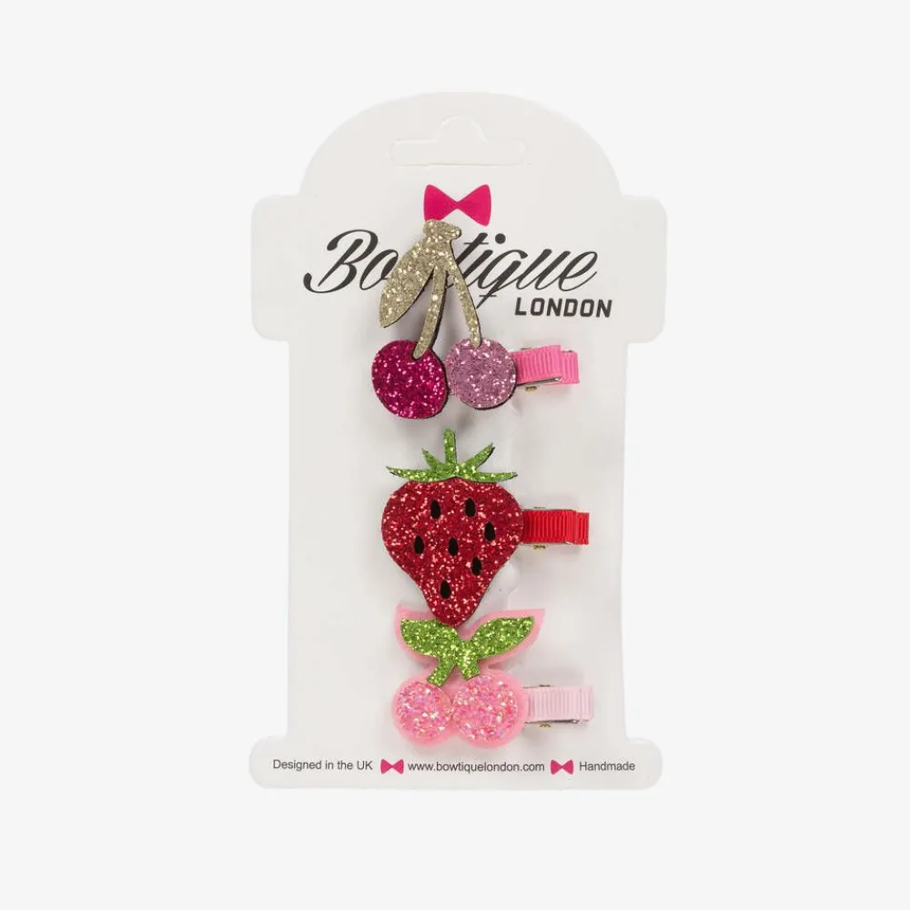 Bowtique London Hair Accessories*Girls Glittery Fruit Hairclips (3 pack)