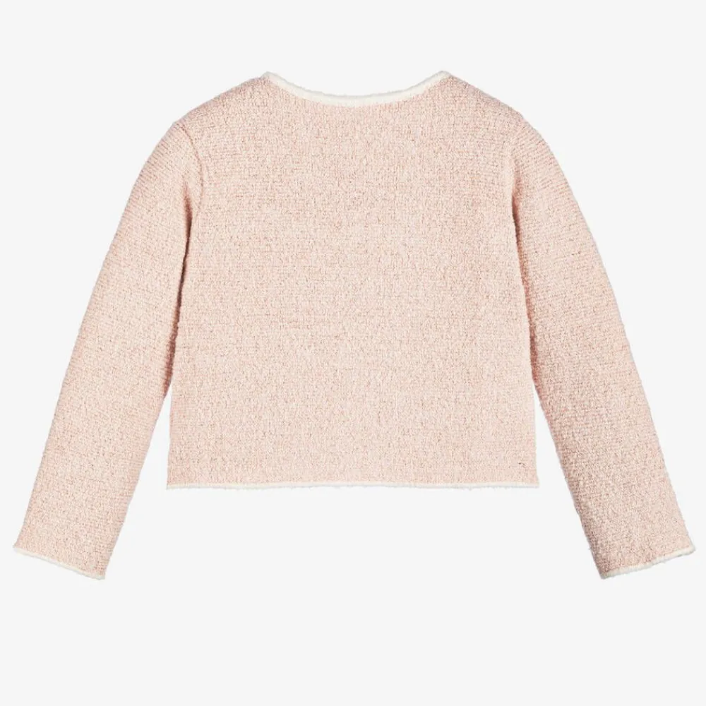 Lapin House Tops*Girls Glittery Pink Wool Knit Cardigan