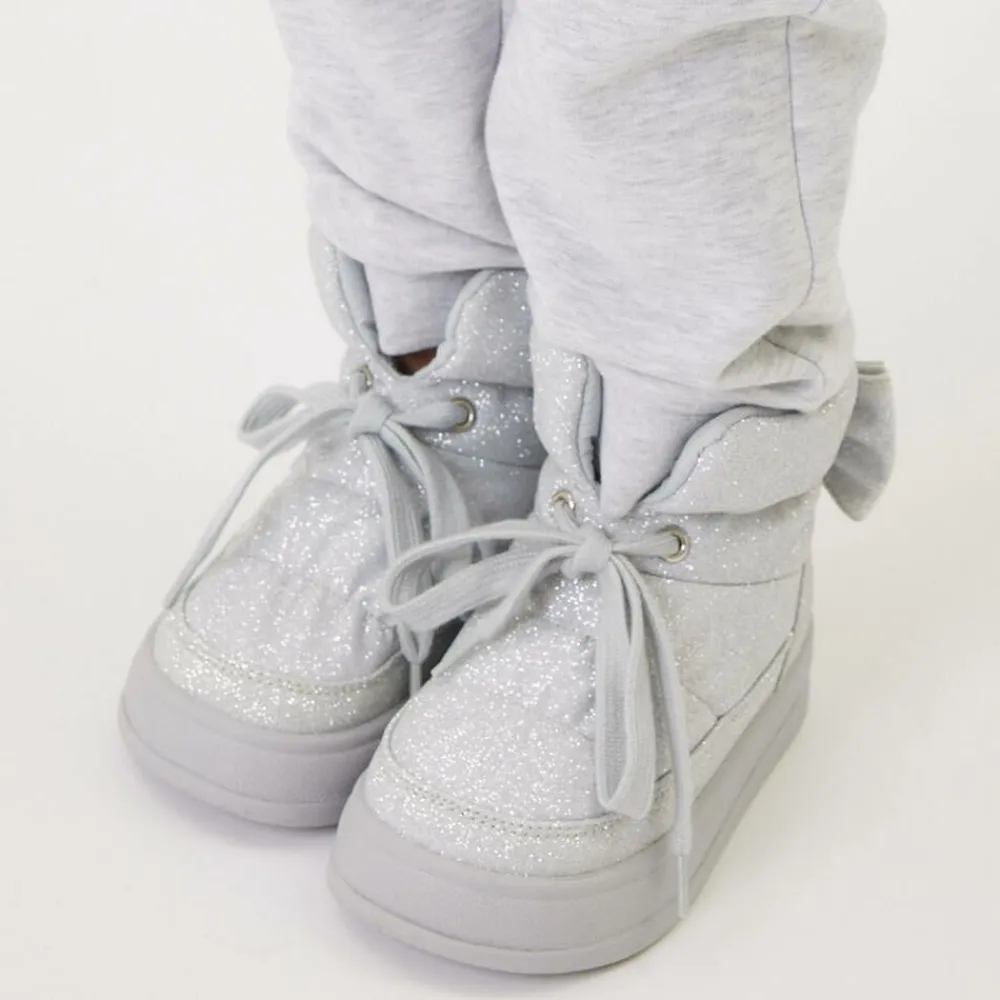 Monnalisa Boots|Boots*Girls Glittery Silver Quilted Boots