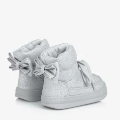 Monnalisa Boots|Boots*Girls Glittery Silver Quilted Boots