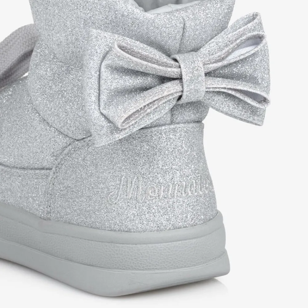 Monnalisa Boots|Boots*Girls Glittery Silver Quilted Boots