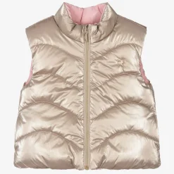 Mayoral Coats & Jackets*Girls Gold & Pink Reversible Gilet
