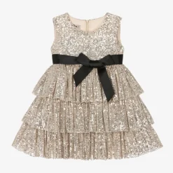 Phi Clothing Dresses*Girls Gold & Silver Sequin Tiered Dress