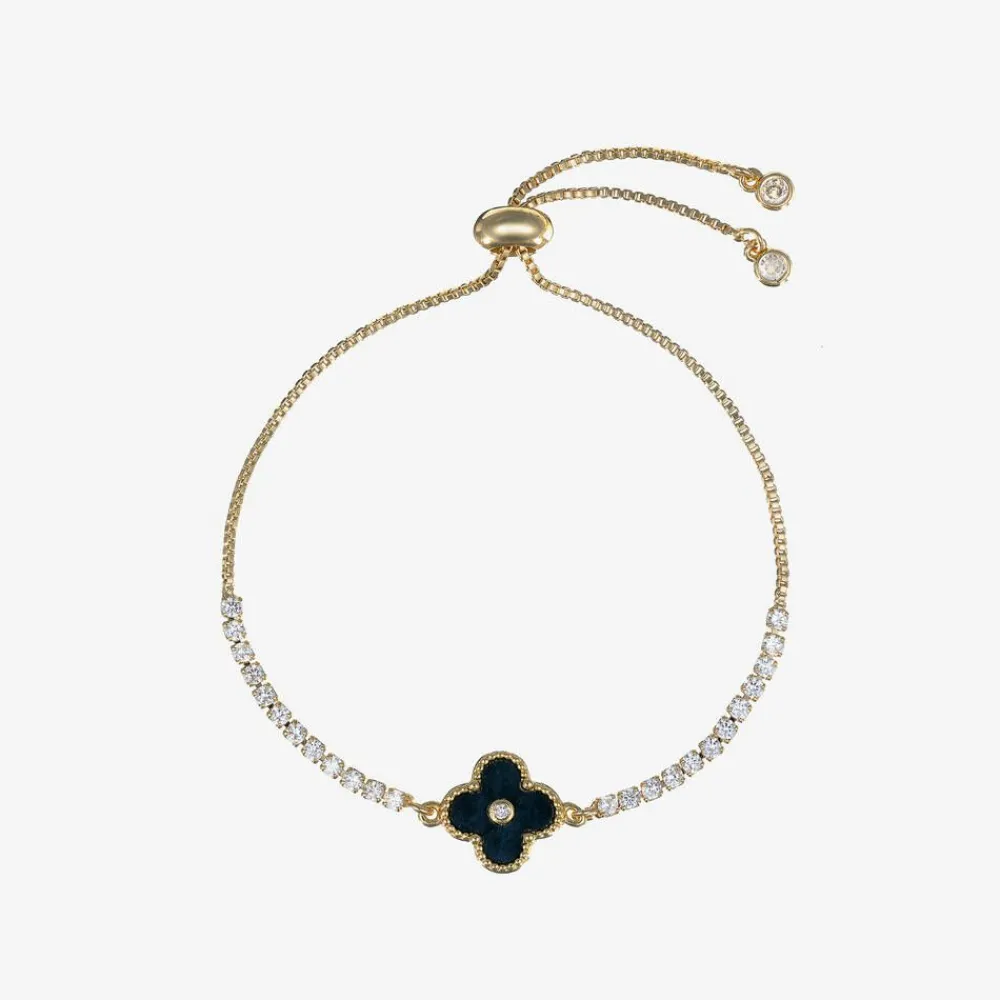 David Charles Jewellery|Gifts*Girls Gold & Black Clover Bracelet