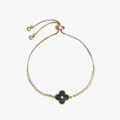 David Charles Jewellery|Gifts*Girls Gold & Black Clover Bracelet