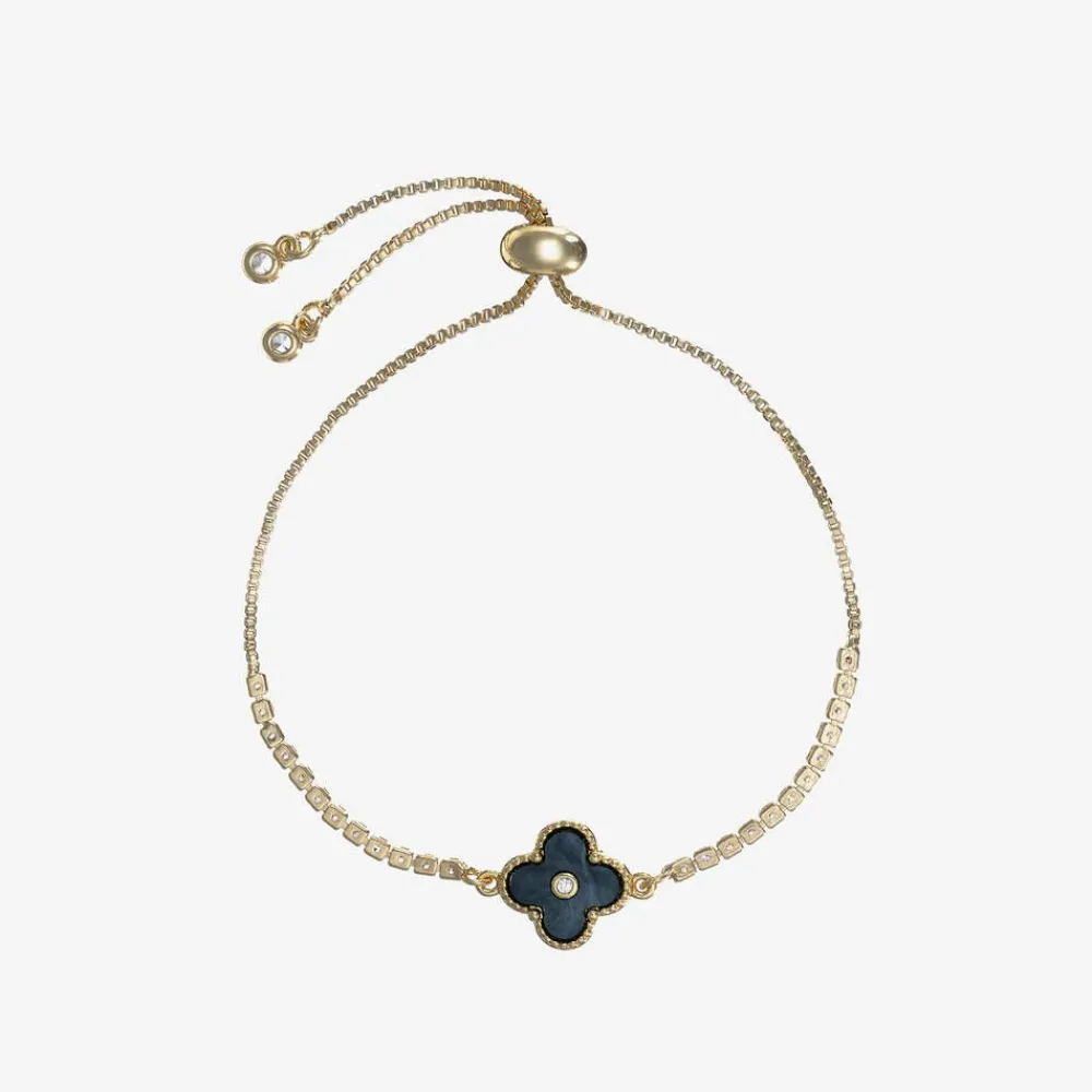 David Charles Jewellery|Gifts*Girls Gold & Black Clover Bracelet