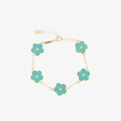 David Charles Jewellery*Girls Gold & Blue Flower Bracelet