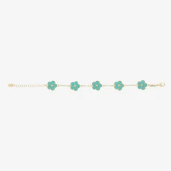 David Charles Jewellery*Girls Gold & Blue Flower Bracelet