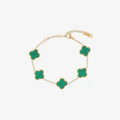 David Charles Jewellery|Gifts*Girls Gold & Green Clover Bracelet