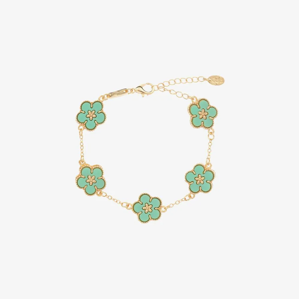 David Charles Jewellery*Girls Gold & Green Flower Bracelet