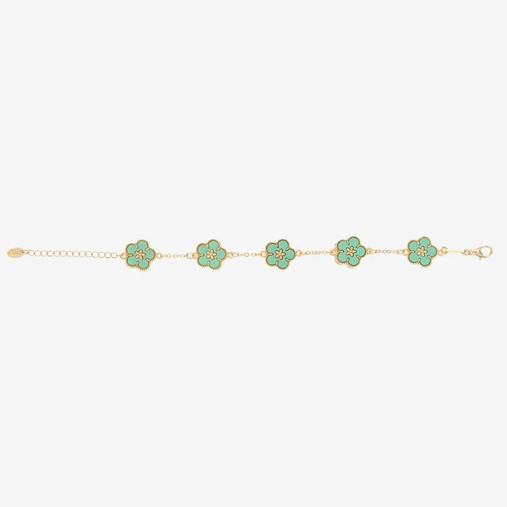 David Charles Jewellery*Girls Gold & Green Flower Bracelet