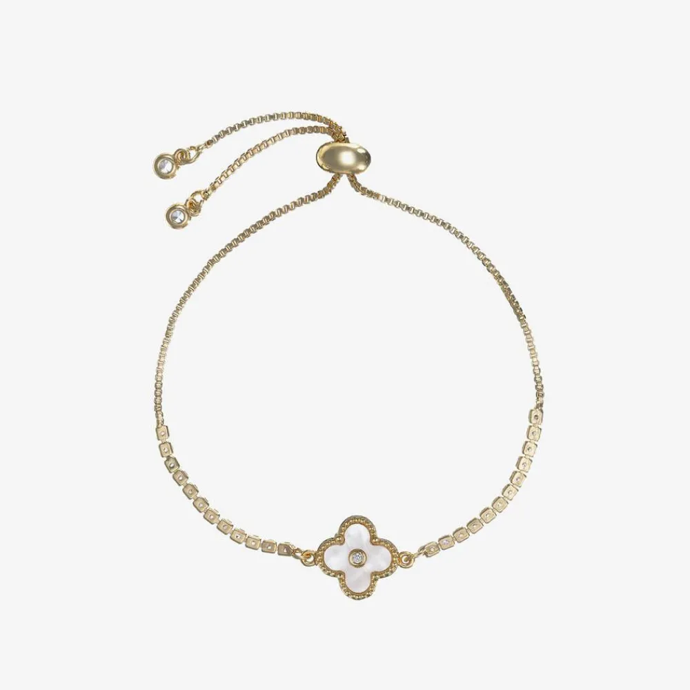 David Charles Jewellery|Gifts*Girls Gold & Ivory Clover Bracelet