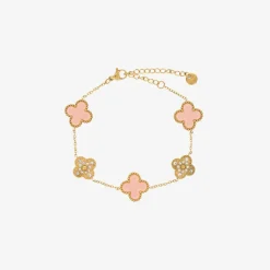 David Charles Jewellery*Girls Gold & Pink Clover Bracelet