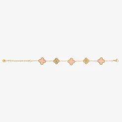 David Charles Jewellery*Girls Gold & Pink Clover Bracelet
