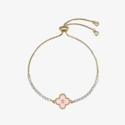David Charles Jewellery|Gifts*Girls Gold & Pink Clover Bracelet