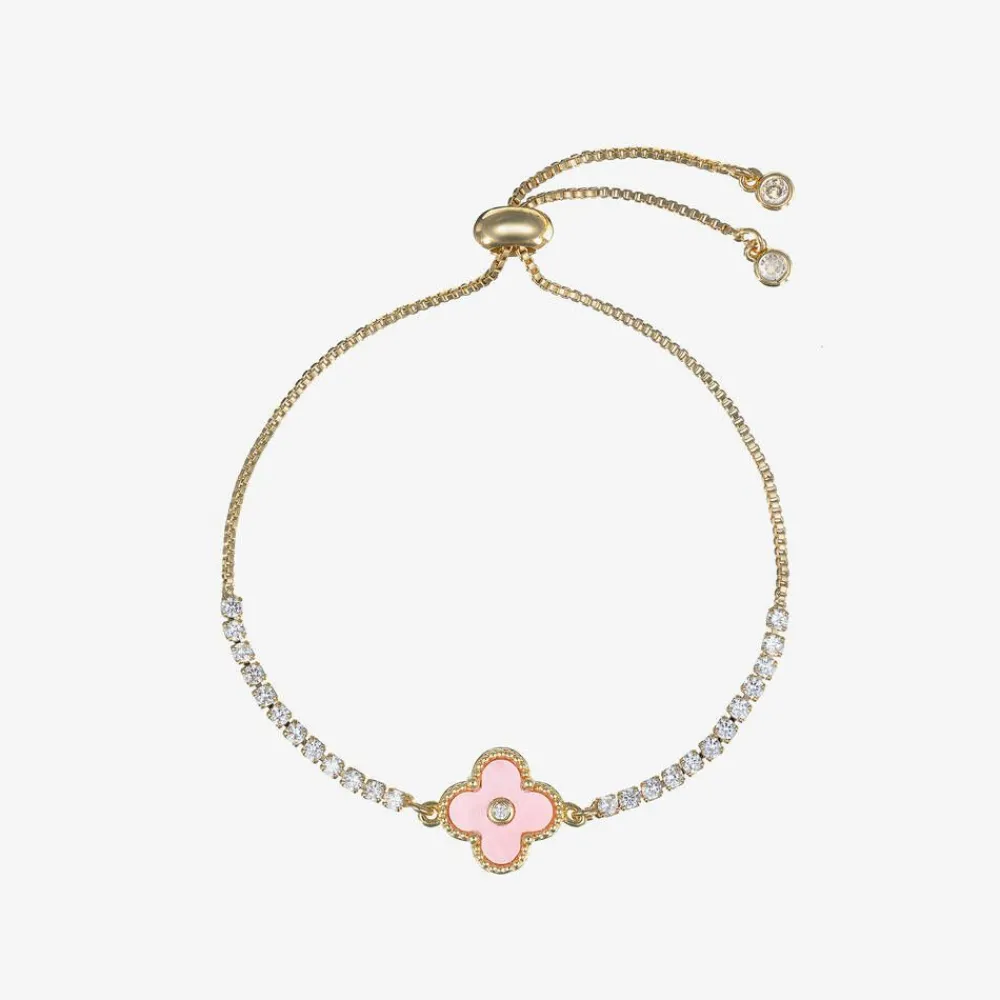David Charles Jewellery|Gifts*Girls Gold & Pink Clover Bracelet