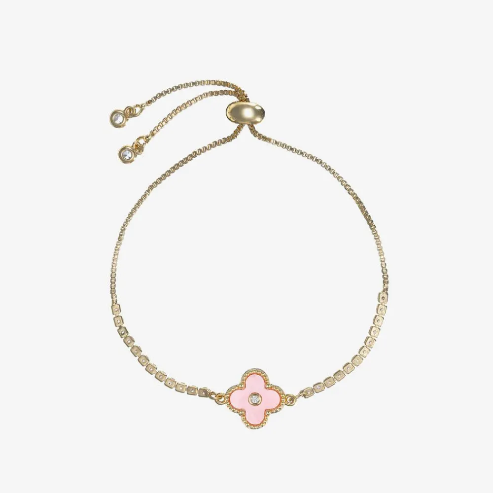 David Charles Jewellery|Gifts*Girls Gold & Pink Clover Bracelet