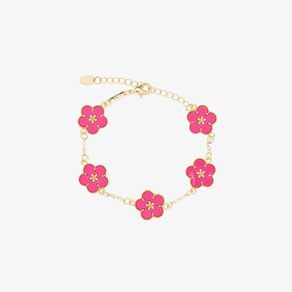David Charles Jewellery*Girls Gold & Pink Flower Bracelet