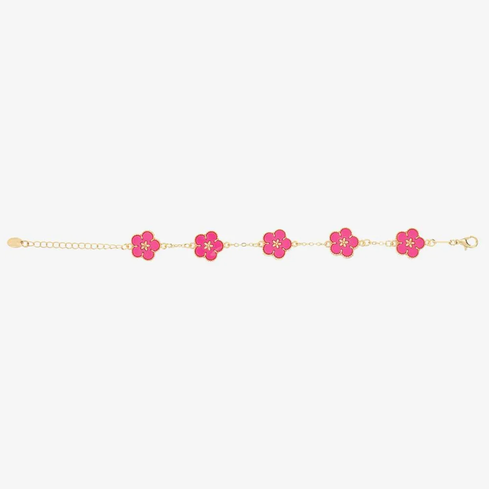 David Charles Jewellery*Girls Gold & Pink Flower Bracelet