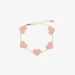 David Charles Jewellery*Girls Gold & Pink Heart Bracelet