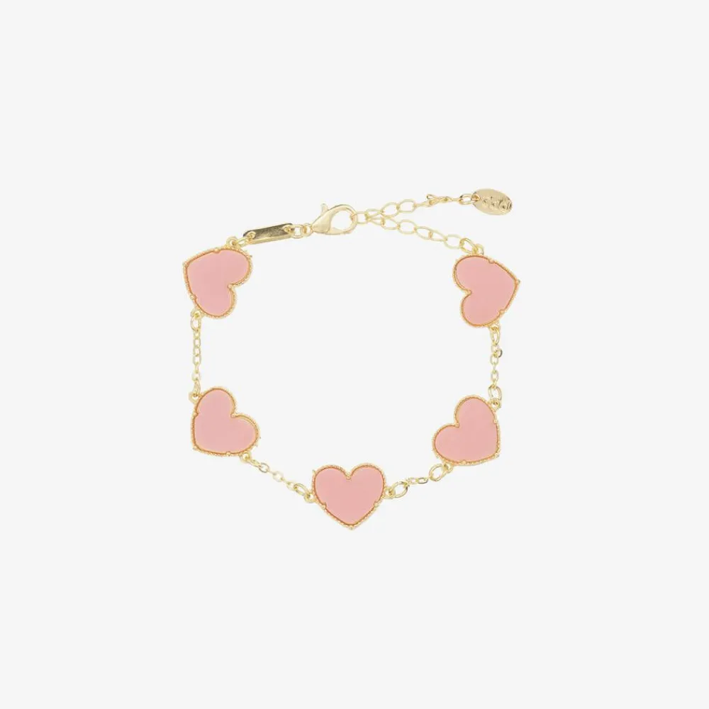 David Charles Jewellery*Girls Gold & Pink Heart Bracelet