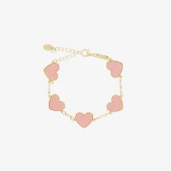 David Charles Jewellery*Girls Gold & Pink Heart Bracelet