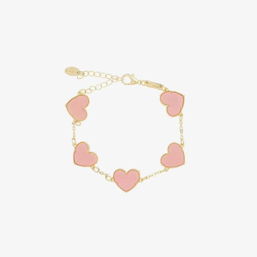 David Charles Jewellery*Girls Gold & Pink Heart Bracelet